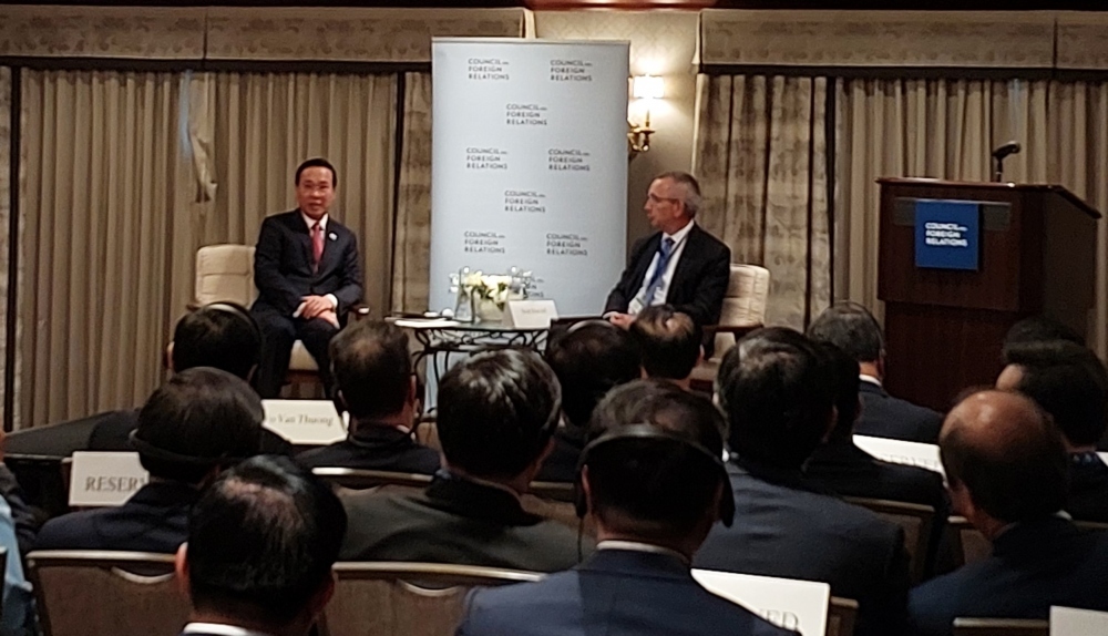 President Vo Van Thuong answers scholars questions relating to Vietnam’s foreign policy and Vietnam-US relations