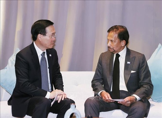 President Vo Van Thuong meets with Sultan Haji Hassanal Bolkiah of Brunei in San Francisco on November 16 (Photo: VNA)