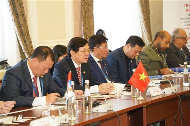 The Vietnamese delegation attend the General Assembly of the International Association of Economic and Social Councils and Similar Institutions in Russia. (Photo: VNA)