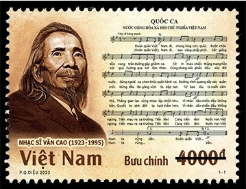 Specimen stamp marks 100th birthday of national anthem composer Van Cao.