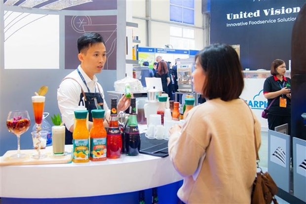 Busineses introduce their products to visitors at the expo