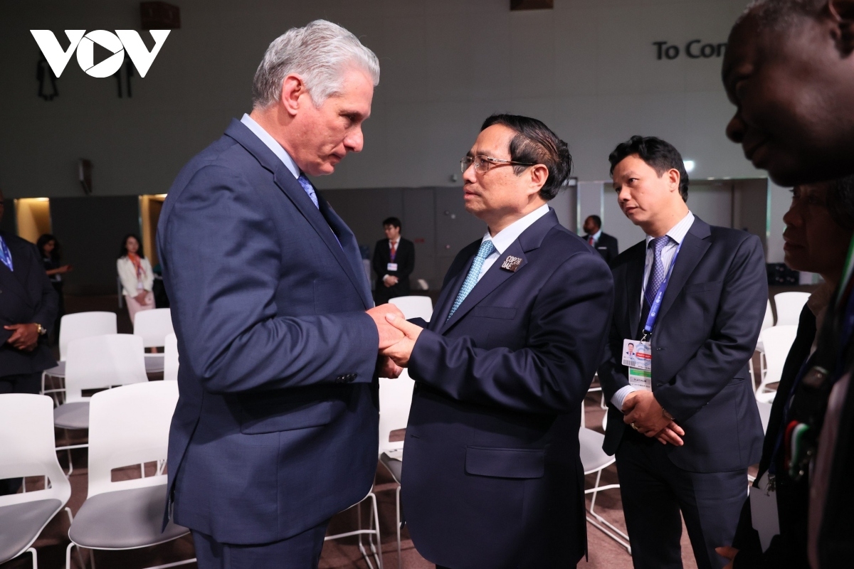 Vietnamese Prime Minister Pham Minh Chinh meets Cuban President Miguel Diaz-Canel in Dubai on December 2.