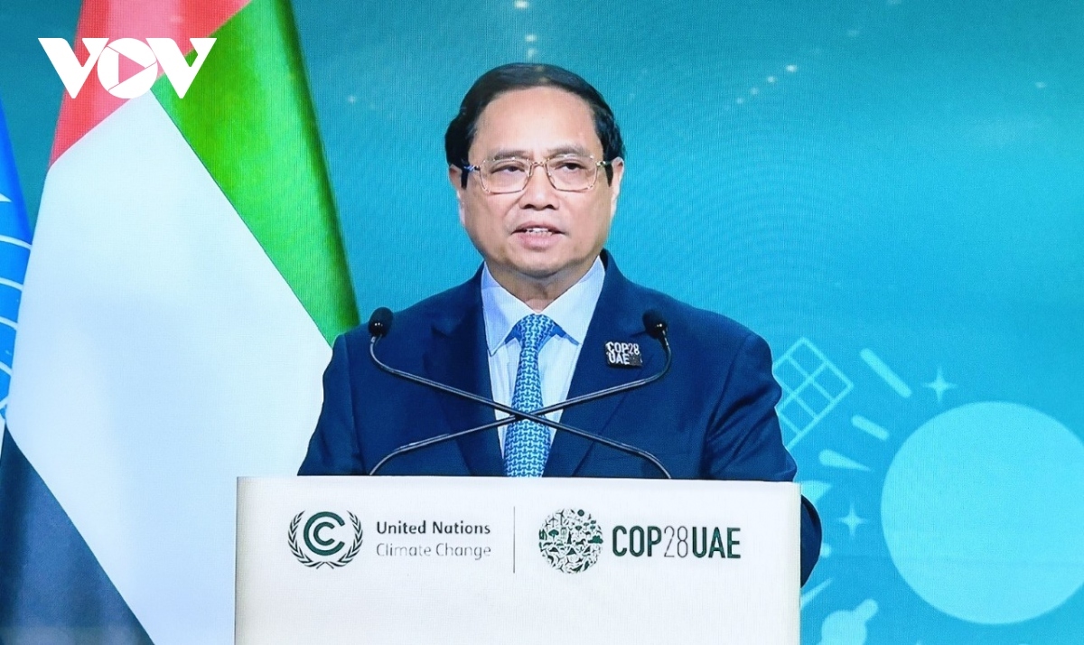 Vietnamese Prime Minister Pham Minh Chinh addresses the COP28 World Climate Change Action Summit in Dubai, UAE, on December 2