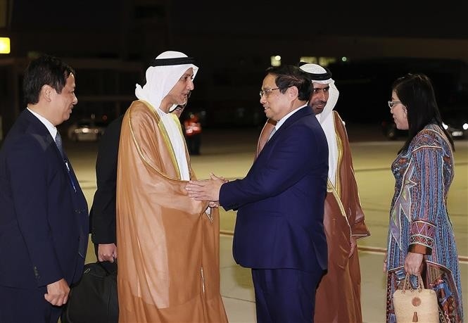 Vietnamese Prime Minister Pham Minh Chinh arrives at Al Maktoum International Airport in Dubai for the World Climate Summit as part of the 28th UN Climate Change Conference (COP28).