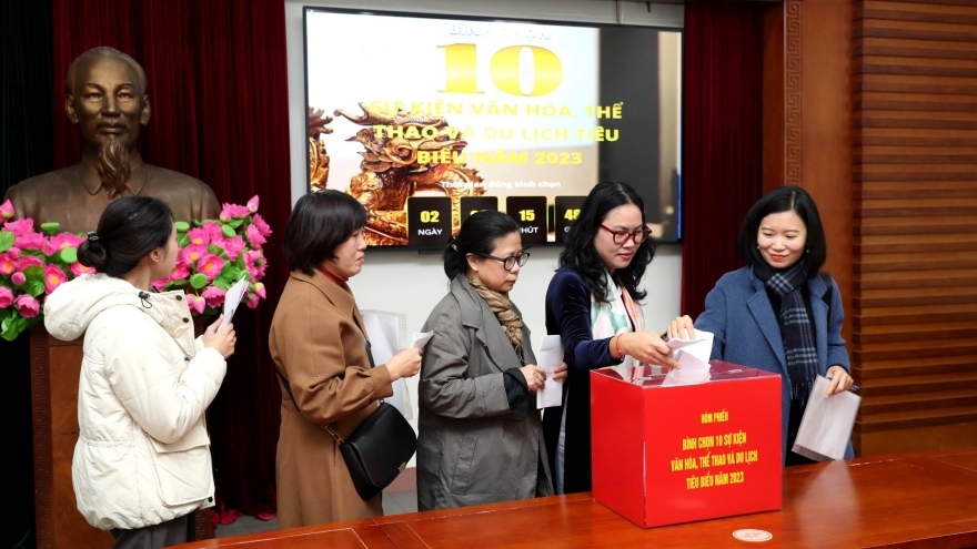 A direct vote cast by representatives of central and local press outlets is held on December 5 at the headquarters of the Ministry of Culture, Sports and Tourism in Hanoi.