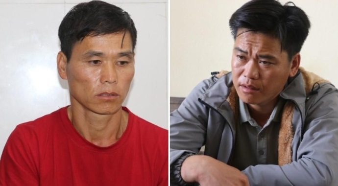 Drug traffickers Thao A Cang and Thao A Thong at the police station