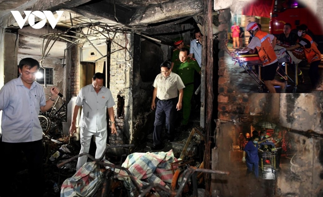 According to the Ministry of Public Security, an electrical fault in a motorbike left on the ground floor caused the deadly fire which broke out at the mini apartment building in Hanoi late on the night of September 12.