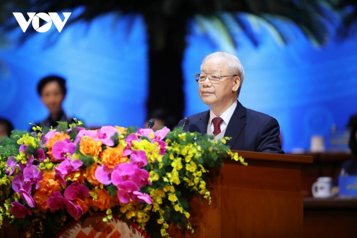 Party General Secretary Nguyen Phu Trong addressing the 13th National Trade Union Congress in Hanoi on December 2