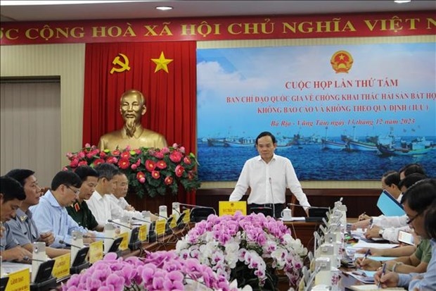 Deputy Prime Minister Tran Luu Quang speaks at the 8th meeting of the National Steering Committee on Illegal, Unreported, and Unregulated (IUU) Fishing Prevention and Control in Ba Ria -Vung Tau province.