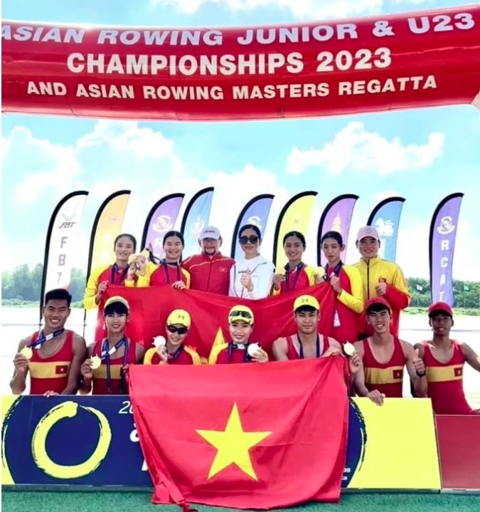 Vietnamese rowers top the medal tally at the 2023 Asian Rowing Junior and U23 Championships (Photo: thethao.sggp.org.vn)