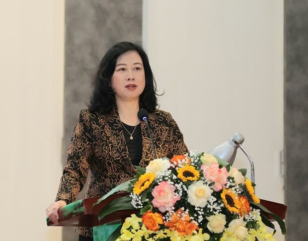 Minister of Health Dao Hong Lan speaks at the event