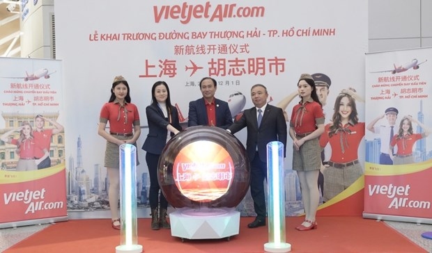 At the inauguration of Vietjet’s Ho Chi Minh City - Shanghai route. (Photo: Vietjet.com)