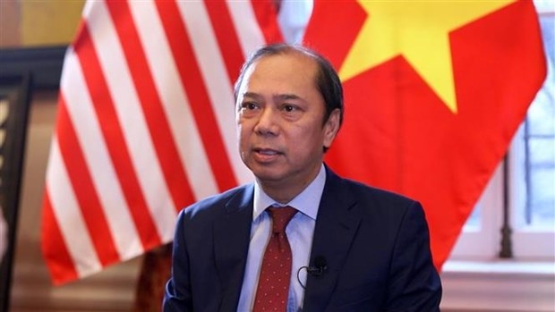 Vietnamese Ambassador to the US Nguyen Quoc Dung grants an interview to the Vietnam News Agency. (Photo: VNA)