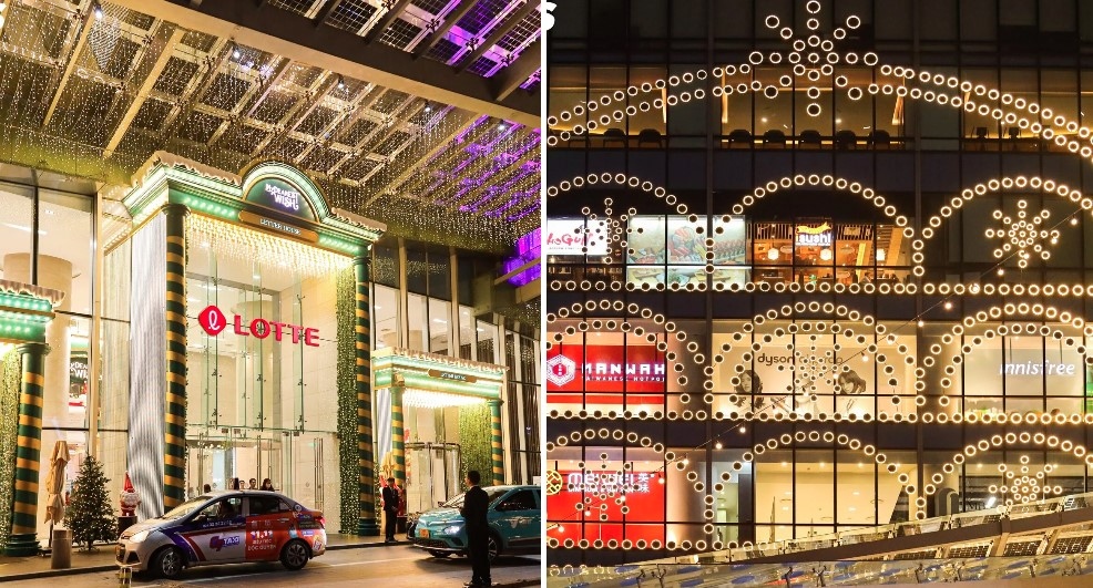Lotte Centre Hanoi on Lieu Giai street welcomes visitors with splendid decorations of brilliant pine trees and shimmering lights.