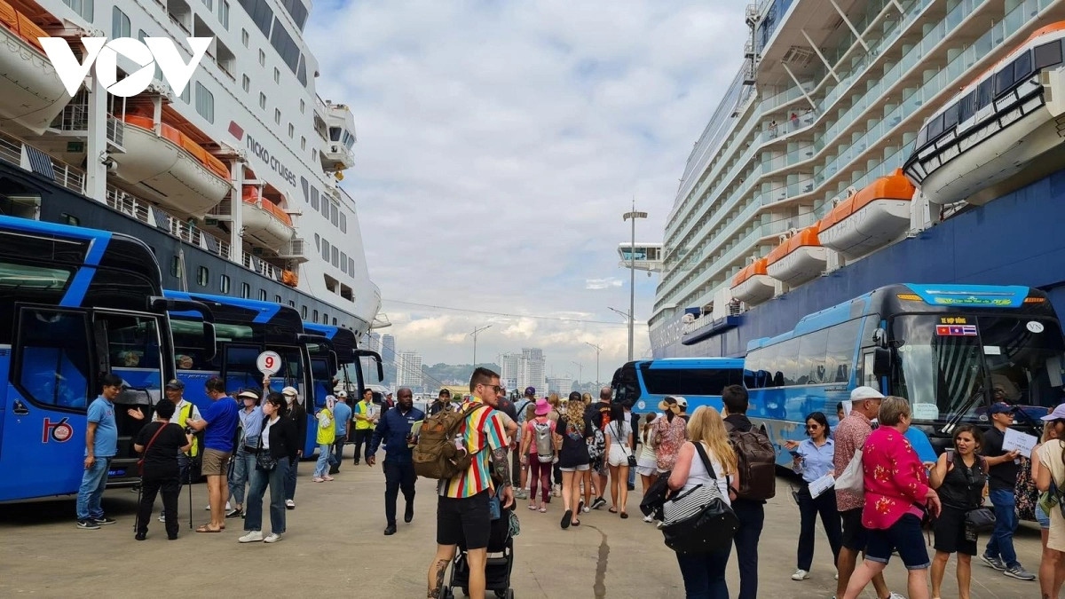 Foreign visitors on board luxury cruise ships visit Quang Ninh, a tourist destination in northern Vietnam