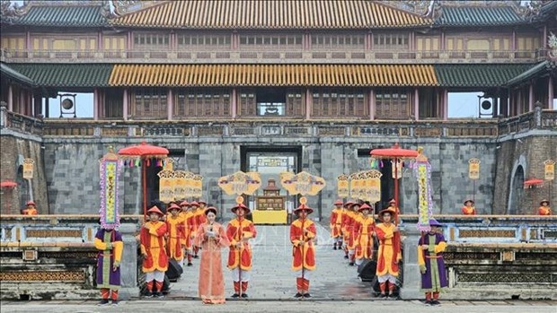 The province debuts the Hue Festival 2024 by performing the Ban Soc (royal calendar delivery) ceremony. (Photo: VNA)