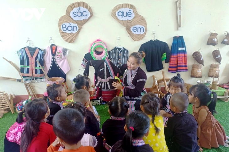 Traditional cultural values of ethnic minority groups are taught at many schools in Lai Chau province. (Photo: VOV)