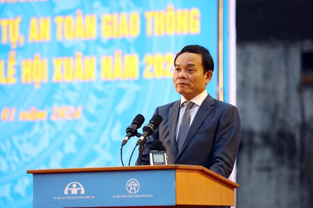 Deputy Prime Minister Tran Luu Quang speaks at a ceremony held in Hanoi on January 9 to launch the Traffic Safety Year 2024.