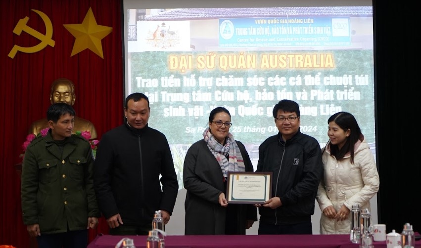 The Australian Embassy donates money to support the care of kangaroos at the Hoang Lien Centre for Rescue and Conservation