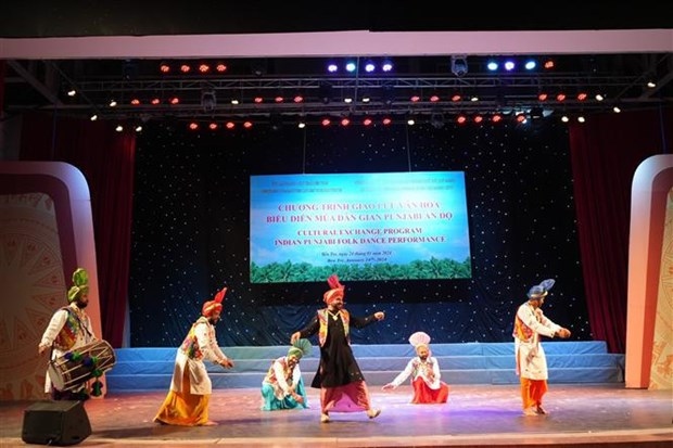 An Indian Punjabi folk dance performance.
