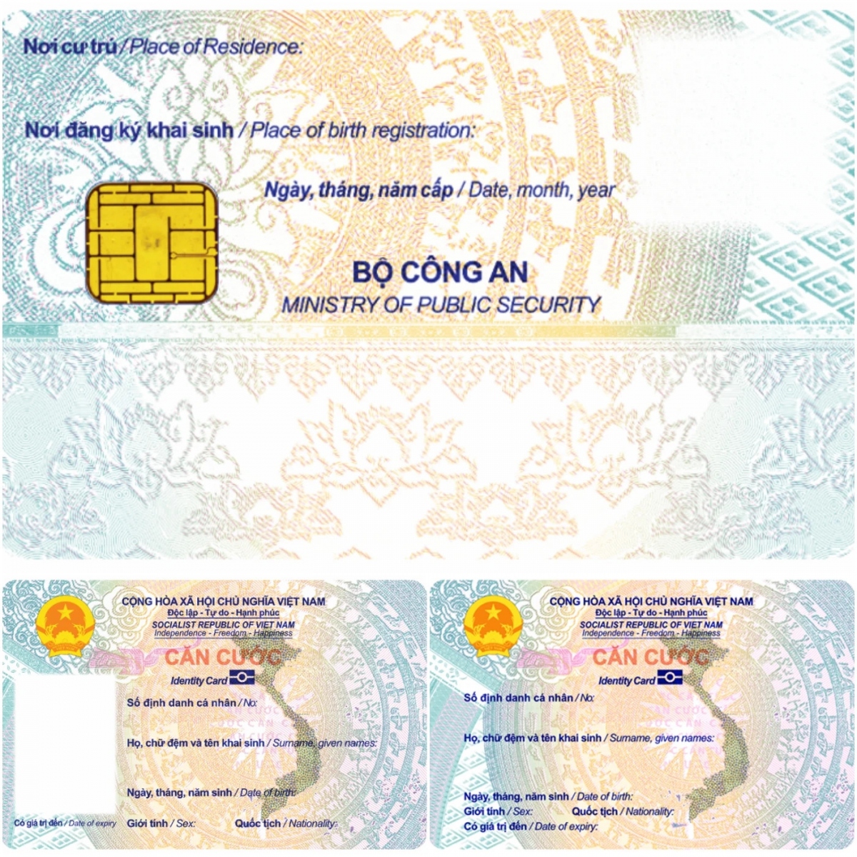 The new identity card specimen unveiled by the Ministry of Public Security