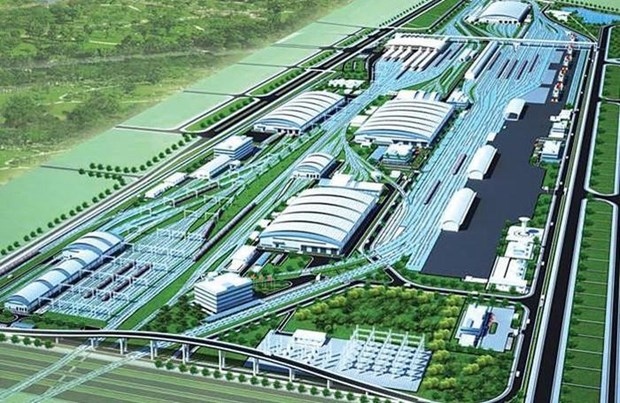 A graphic design of the Ngoc Hoi railway station complex