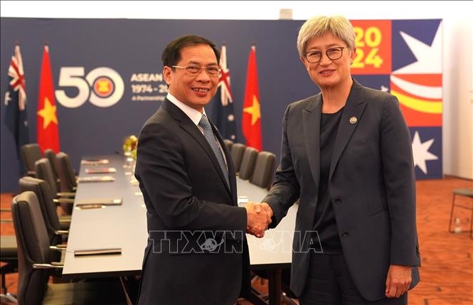 Foreign Minister Bui Thanh Son (L) and his Australian counterpart Penny Wong