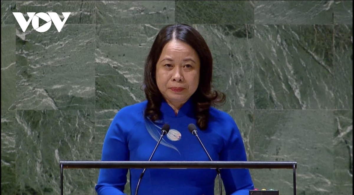 Vice President Vo Thi Anh Xuan of Vietnam addresses the 68th session of the Commission on the Status of Women (CSW68) of the United Nations Economic and Social Council (ECOSOC) in New York on March 11.