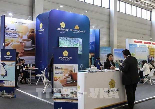 The exhibition booth of Vietnam Airlines and Saigontourist at the ITB 2024