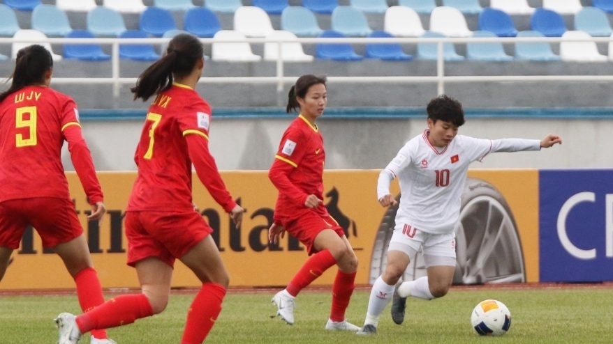 Ngoc Minh Chuyen scores the only goal for Vietnam at the 2024 AFC U20 Women’s Asian Cup in Uzbekistan