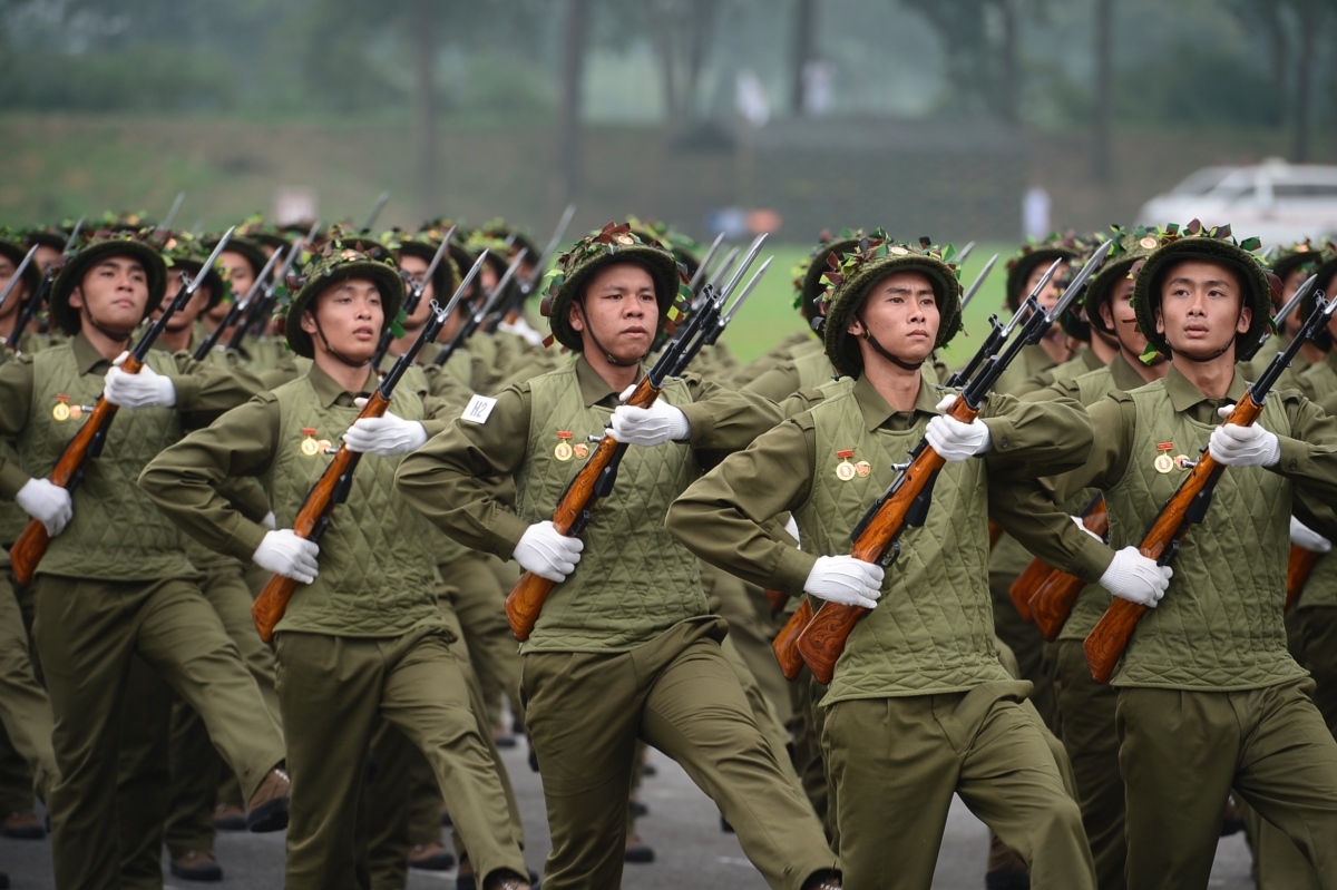Soldiers from the northern province of Dien Bien take part in the rehearsal.