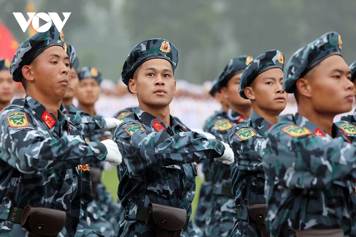 A parade of soldiers in charge of cyberspace warfare operations