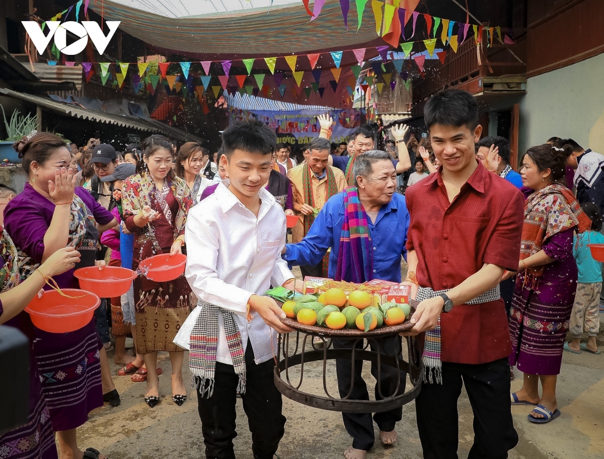 Water splashing is among the many rituals held during the traditional new year festival of the Lao ethnic group.