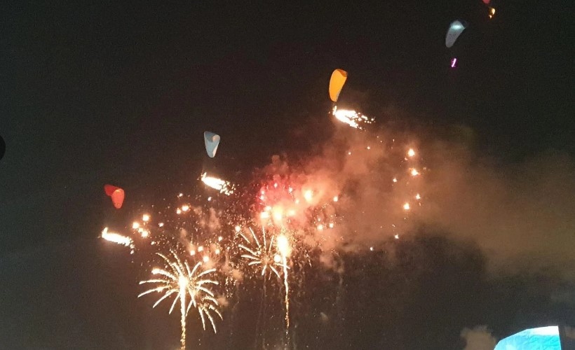 A fireworks display is held at the opening ceremony of the carnival on April 28.