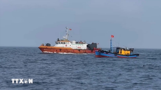 Fisheries surveillance force inspects fishing activities at sea