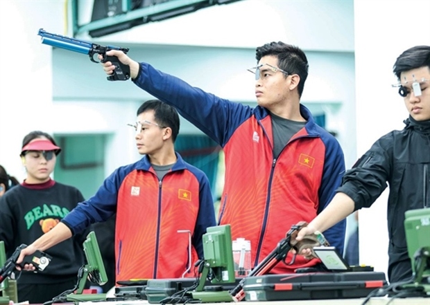 Pham Quang Huy (second, right) is Vietnam's best hope at the 2024 ISSF World Olympic Qualification Tournament on April 11-19 in Brazil