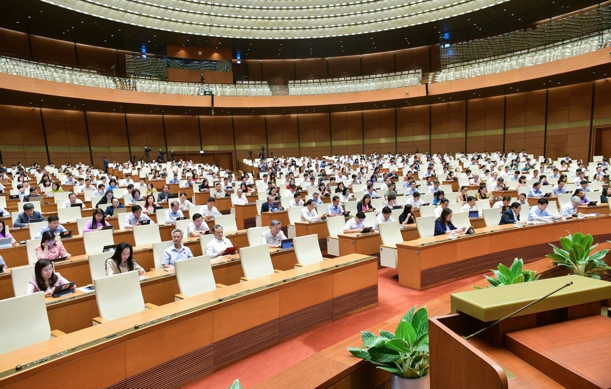 Deputies attending the plenary session of the National Assembly in Hanoi