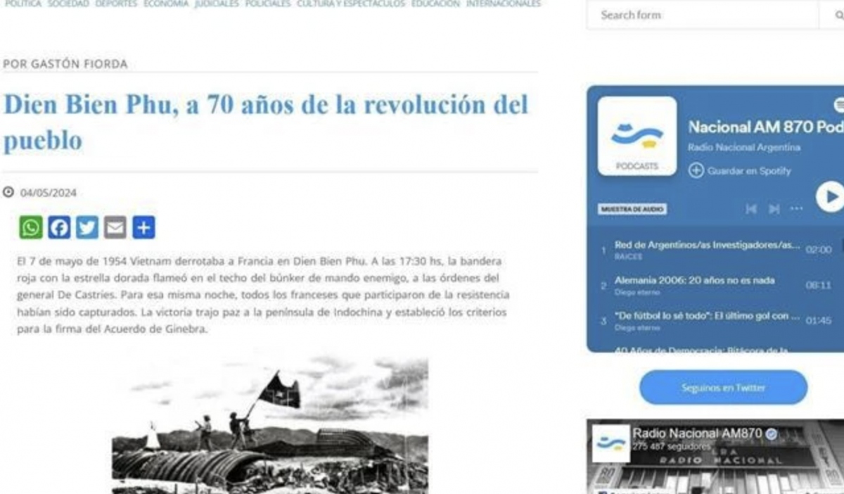 The article posted on the Radio National Argentina (Photo: VNA)
