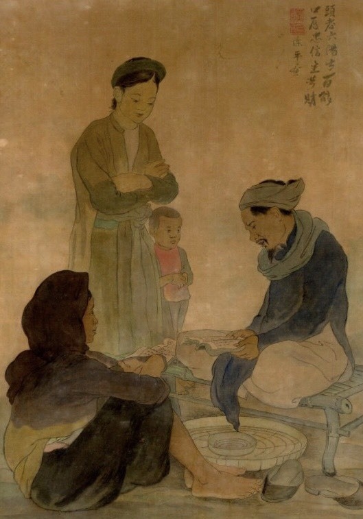 The work The village chief reading books to the villagers is sold for EUR452,000