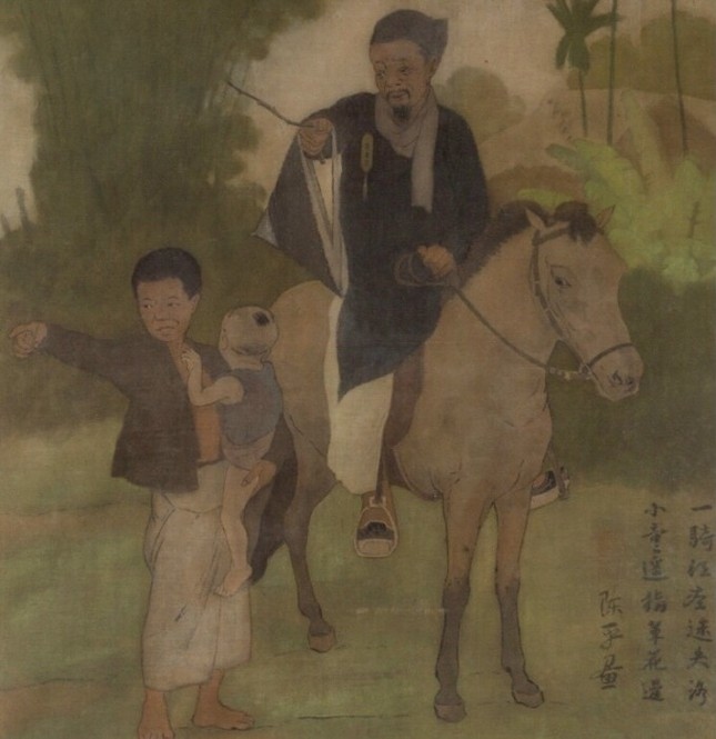 The village chief on horseback asking for directions artwork is painted by Thang Tran Phenh