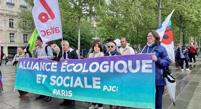 Supporters gather at the Place de la République in Paris on May 4.