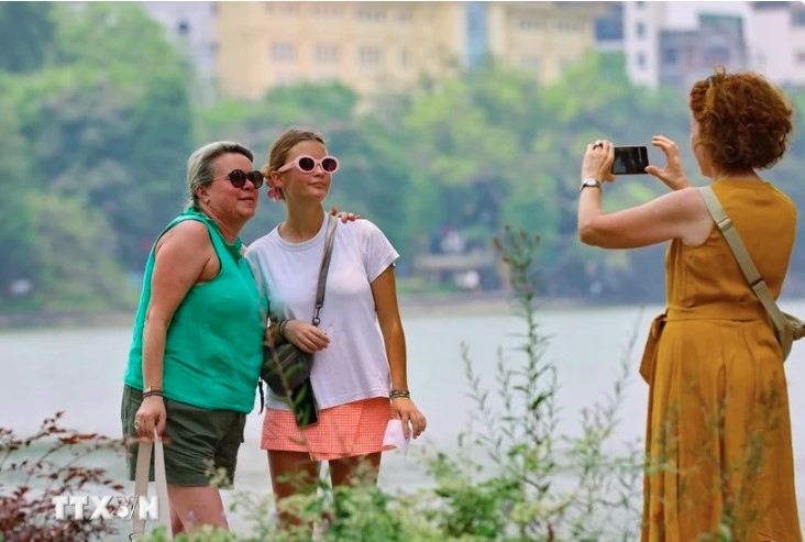 Foreign tourists in Hanoi