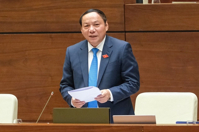 Minister of Culture, Sports and Tourism Nguyen Van Hung speaks at the ongoing National Assembly session. (Photo: Ministry of Culture, Sports and Tourism)