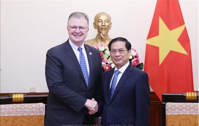 Minister of Foreign Affairs Bui Thanh Son (R) and US Assistant Secretary of State Daniel Kritenbrink