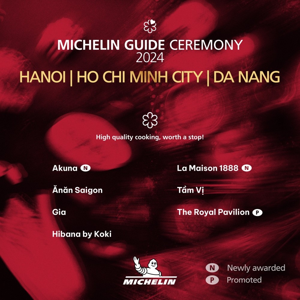Seven Vietnamese restaurants have so far received one Michelin star