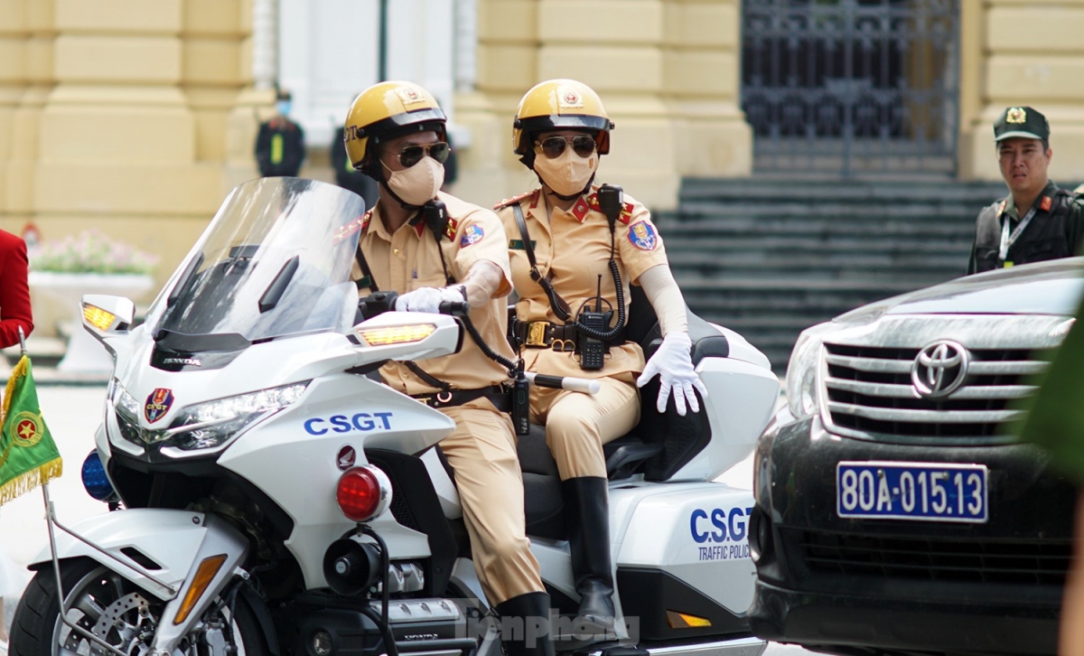 A fleet of Honda Goldwing superbikes are used for the task of welcoming and leading the international guests 