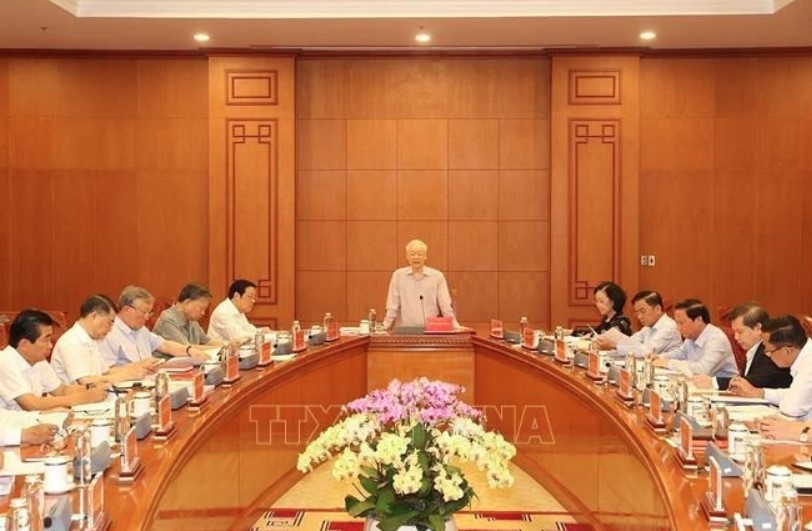 Party General Secretary Nguyen Phu Trong speaks at a meeting of the standing board of the Central Steering Committee on Prevention and Control of Corruption and Negative Phenomena. (Photo: VNA)