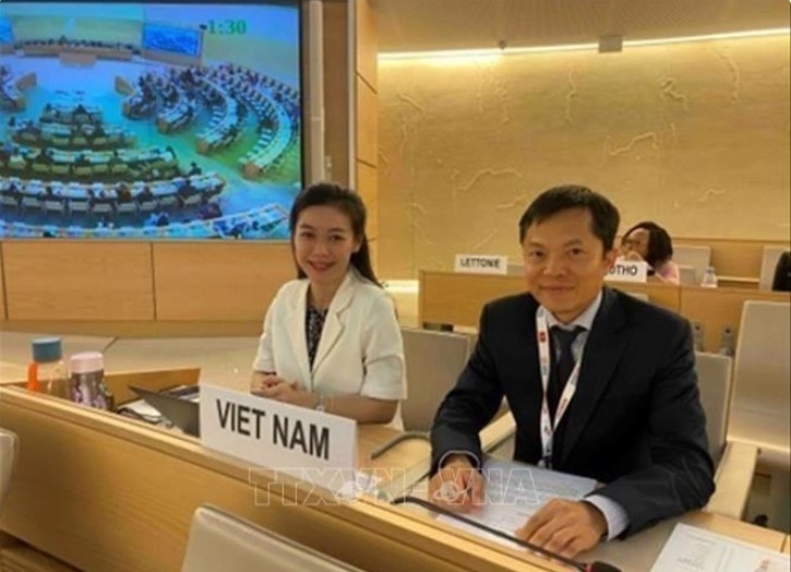 The Vietnamese delegation at the 56th session of the UN Human Rights Council (Photo: VNA)