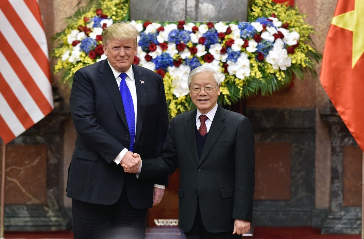 The General Secretary of the Communist Party of Vietnam holds talks with US President Donald Trump on February 27, 2019, during the latter’s trip to Hanoi for the second DPRK-USA summit. (Photo: VGP)