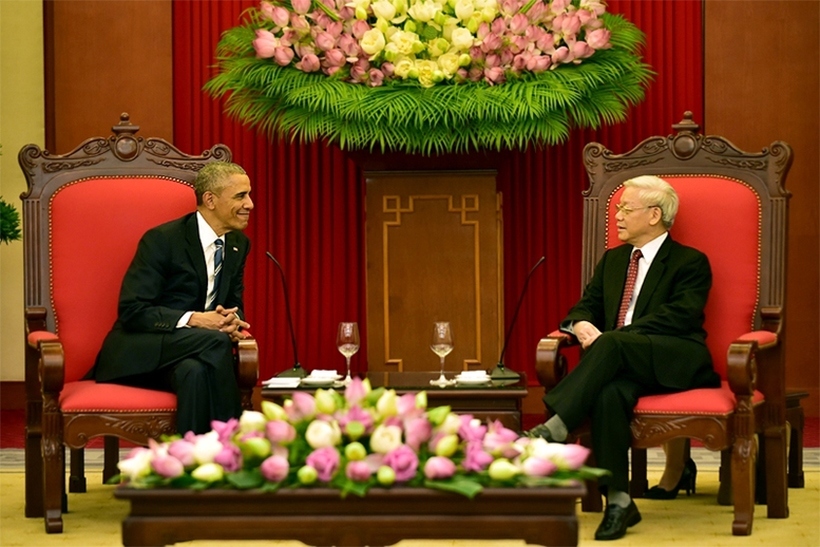 The Party leader holds talks with US President Barack Obama on May 23, 2016, during his official state visit to Vietnam. (Photo: VGP)